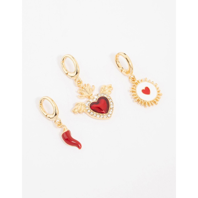 Gold Plated Heart & Chilli Charms 3-Pack