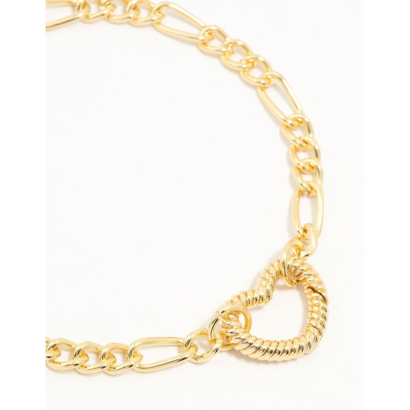 Gold Plated Heart Link Bracelet