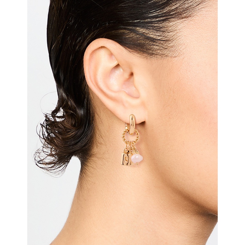 Gold Plated Heart & Lock Drop Huggie Earrings