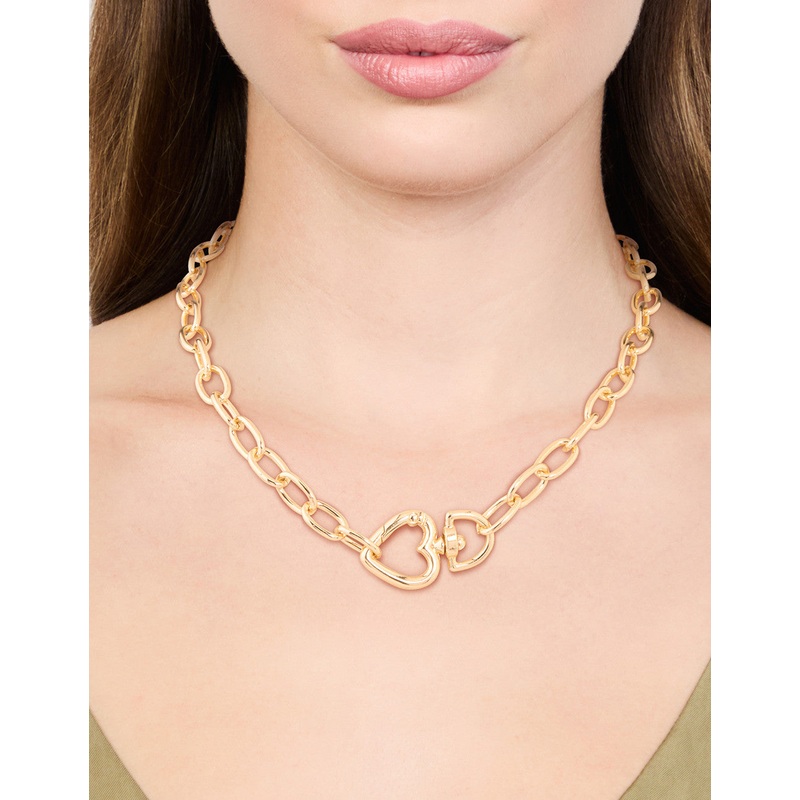 Gold Plated Link Heart Clasp Necklace