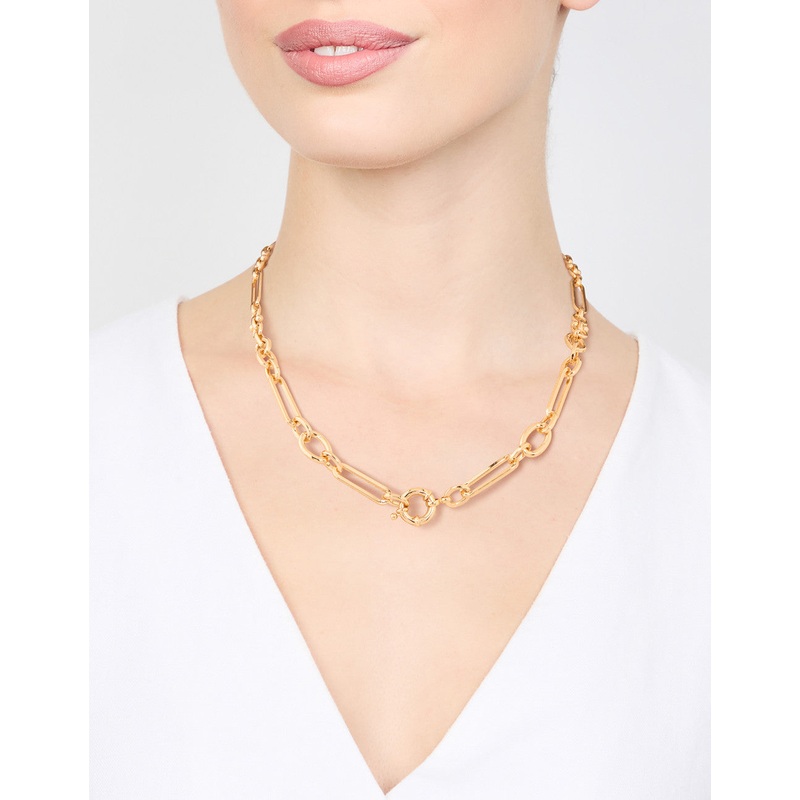 Gold Plated Mixed Link Necklace