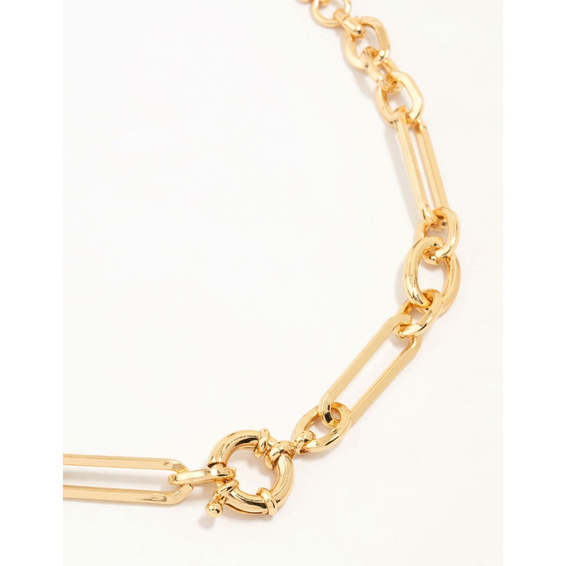 Gold Plated Mixed Link Necklace
