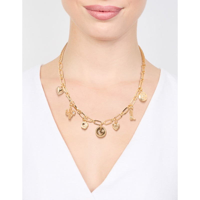 Gold Plated Moon & Boot Charm Necklace