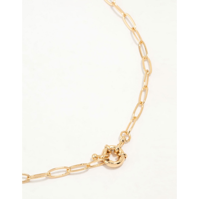 Gold Plated Pin Chain Necklace
