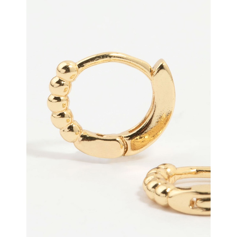 Gold Plated Pink Cubic Zirconia Bow Huggie Earrings 3-Pack