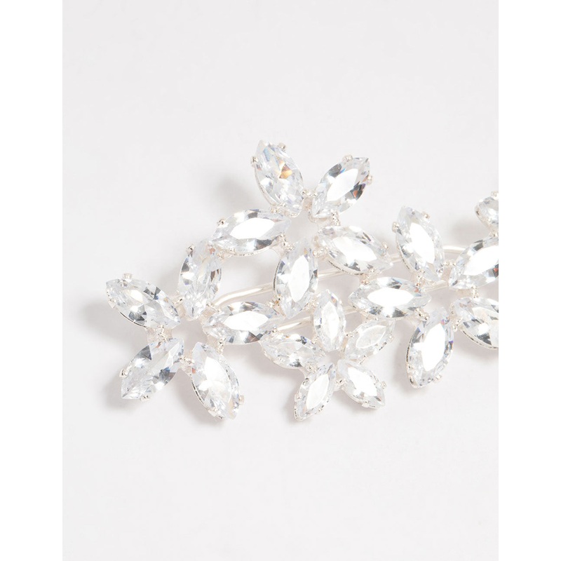 Silver Diamante Flower Cluster Hair Clip