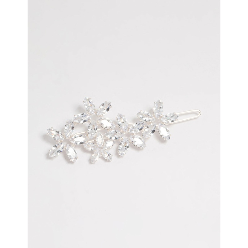 Silver Diamante Flower Cluster Hair Clip