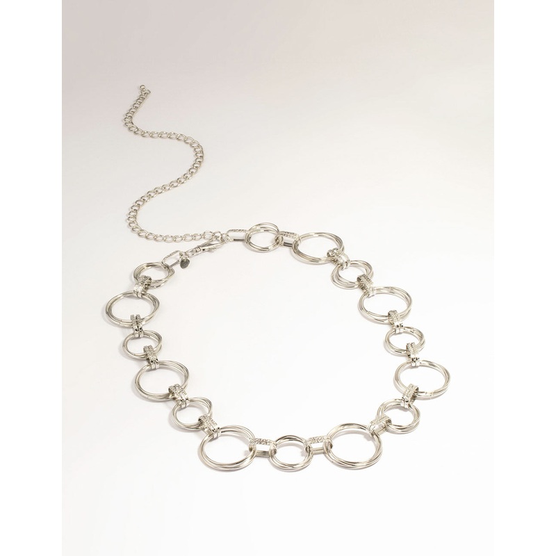 Silver Mixed Circle Link Belt