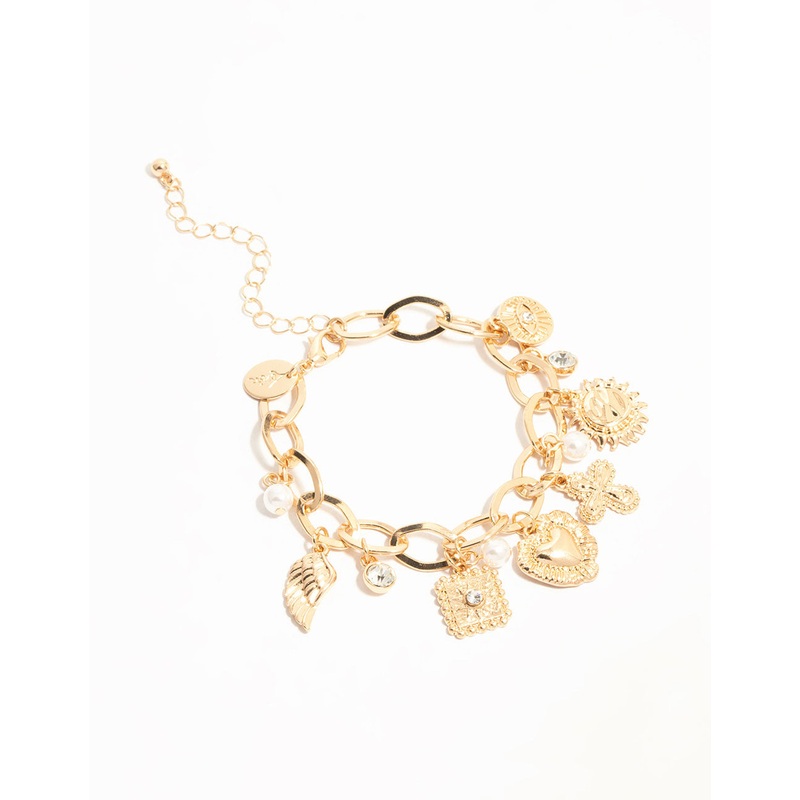 Gold Sun & Heart Charm Bracelet
