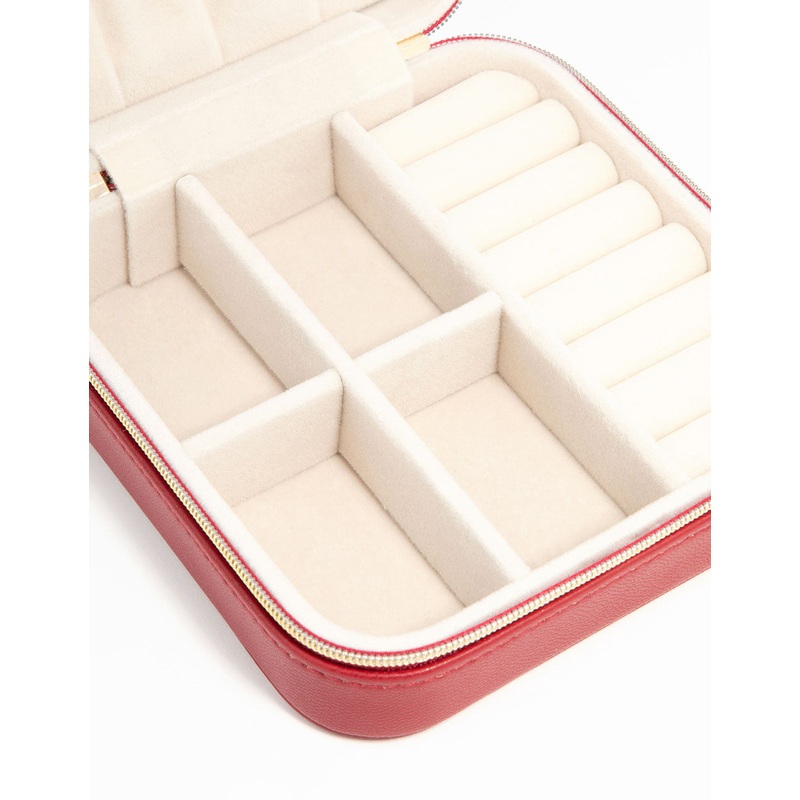 Red PU Leather Square Jewellery Case