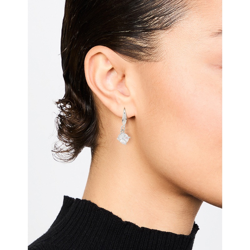 Silver Round Cubic Zirconia Drop Earrings