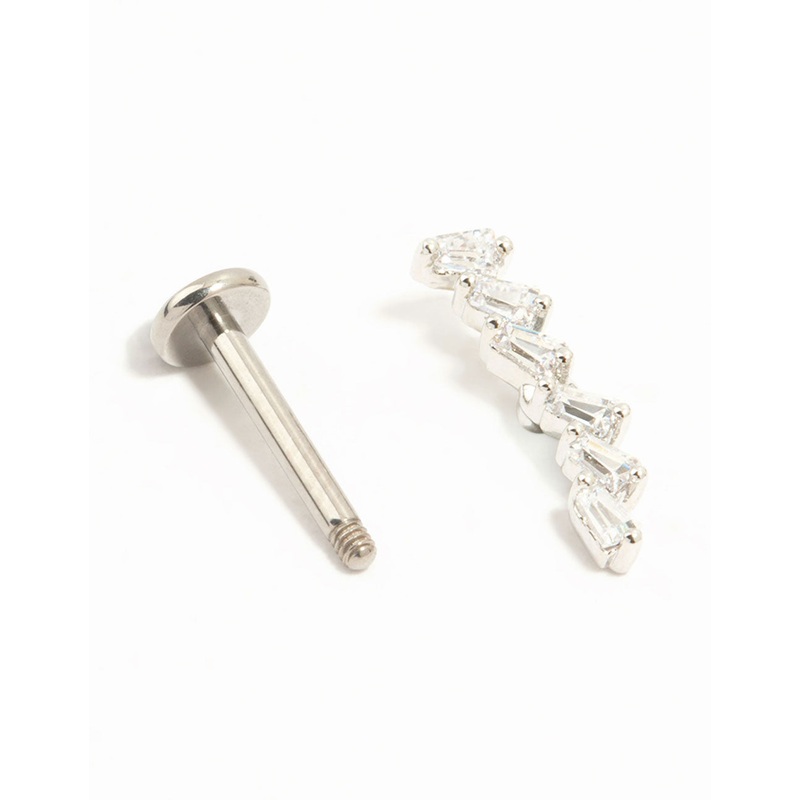 Titanium Baguette Cubic Zirconia Crawler Single Flatback