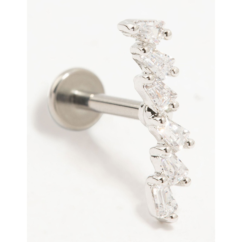 Titanium Baguette Cubic Zirconia Crawler Single Flatback