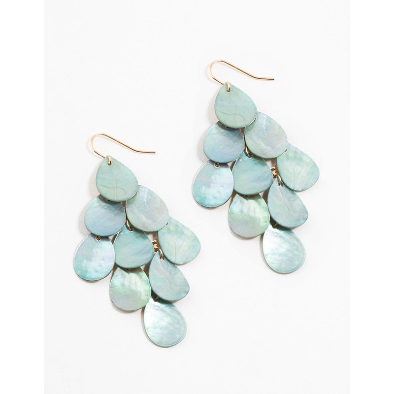Blue Genuine Shell  Layered Drop Earrings