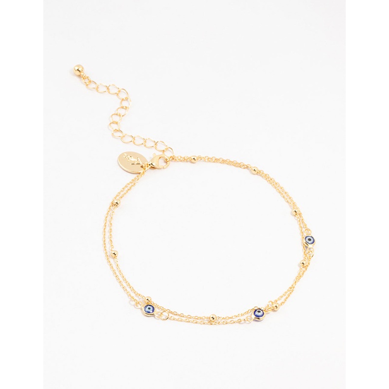 Gold Plated Evil Eye Anklets 2-Pack