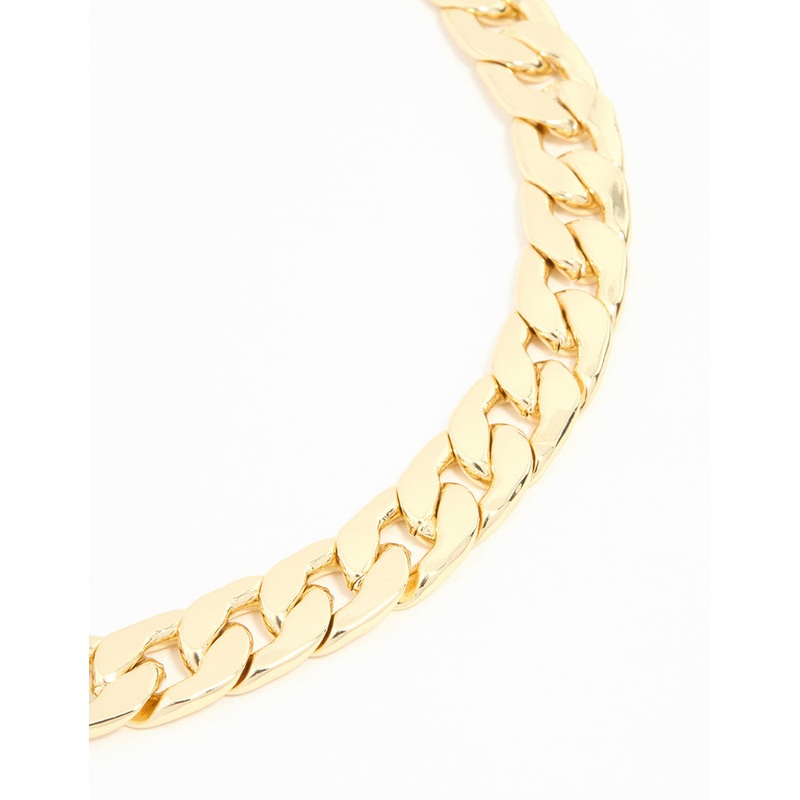 Gold Plated Flat Curb Chain Bracelet