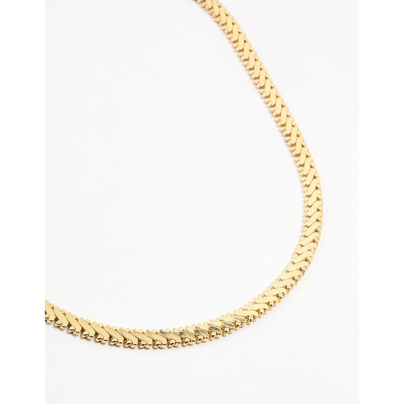 Gold Plated Flat Edge Detailed Necklace