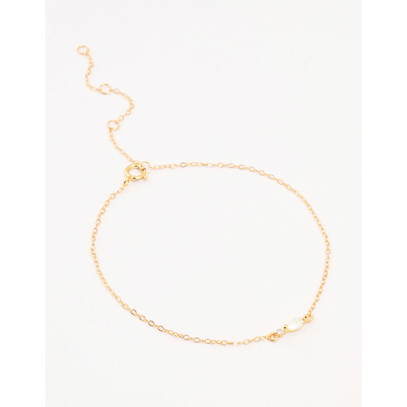 Gold Plated Sterling Silver Marquise Cubic Zirconia Bracelet