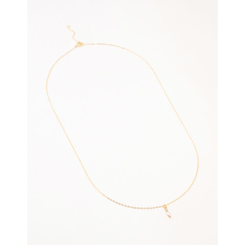 Gold Plated Sterling Silver Marquise Pendant Necklace