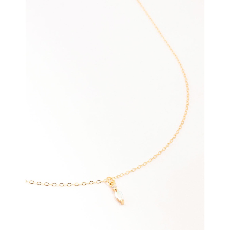 Gold Plated Sterling Silver Marquise Pendant Necklace
