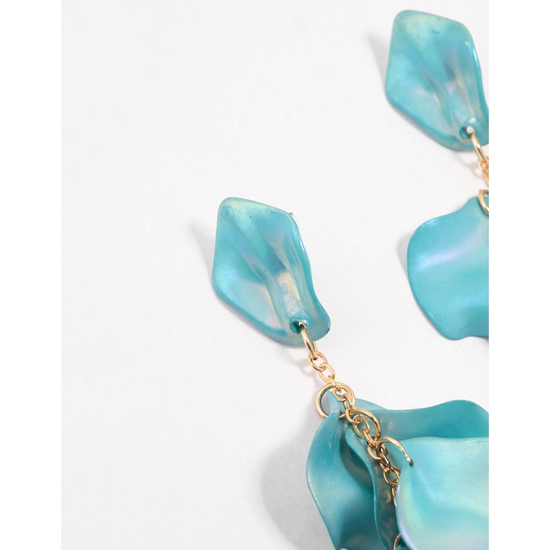 Light Blue Pearlised Petal Drop Earrings
