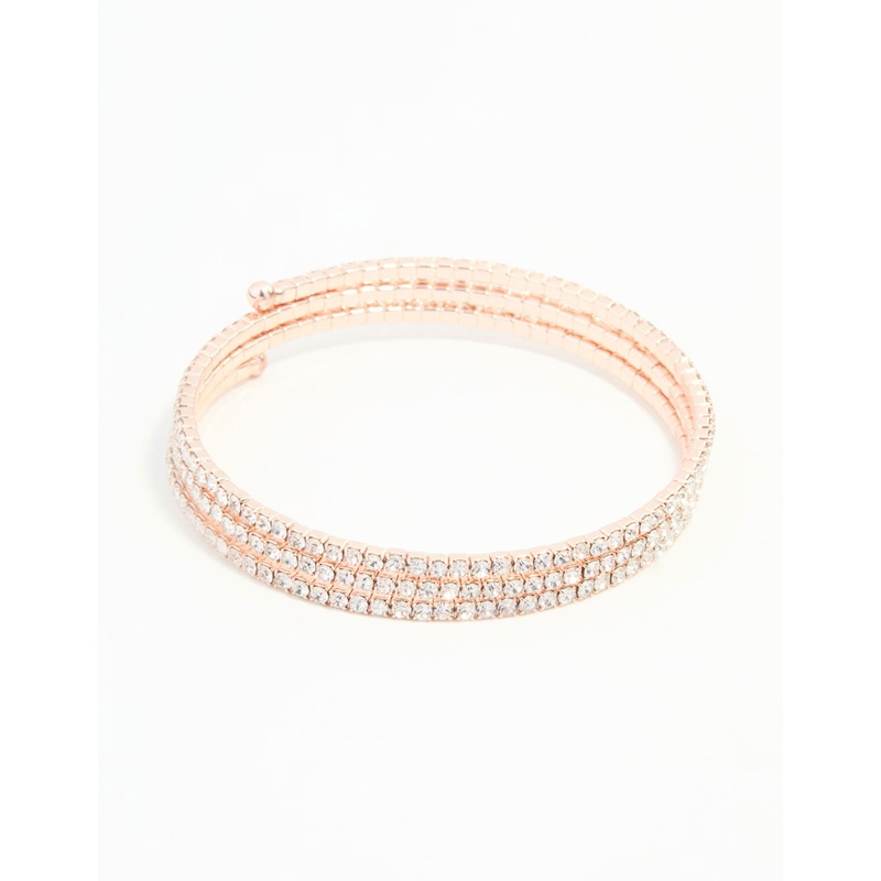 Rose Gold Diamante Spiral Bangle