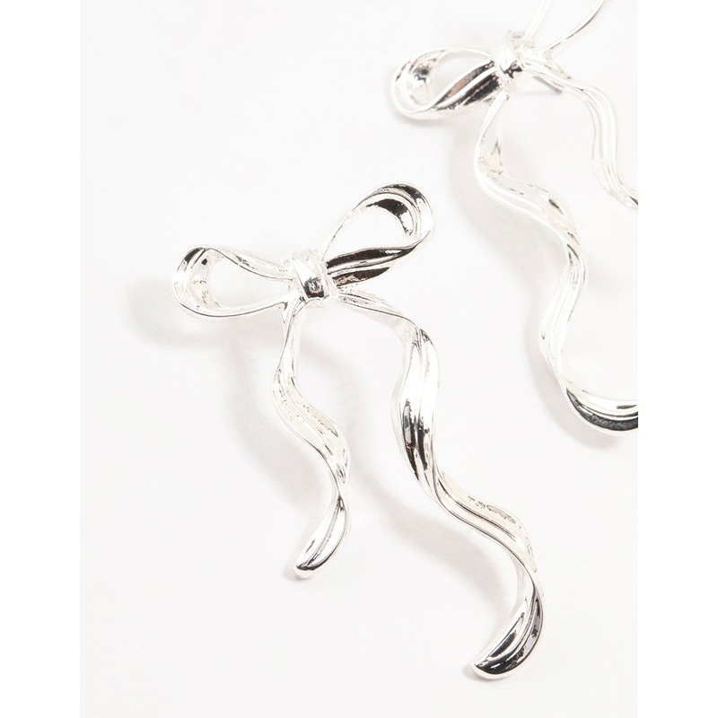 Silver Plated Bow Stud Earrings