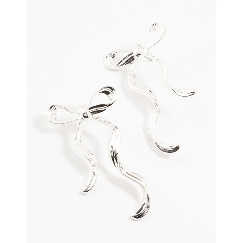 Silver Plated Bow Stud Earrings