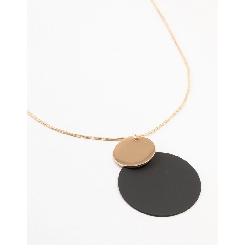 Black & Gold Layered Disc Necklace