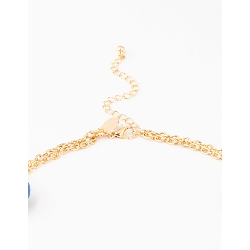 Gold & Blue Straw Beads Necklace