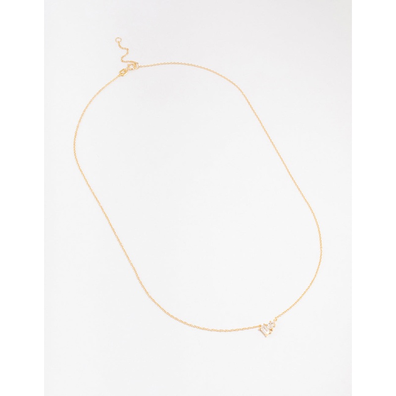 Gold Plated Sterling Silver Cubic Zirconia  Pear Pendant Necklace