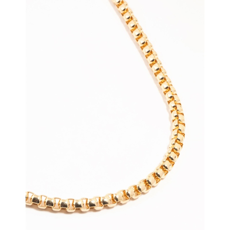 Gold Plated Thick Round Chain Necklace