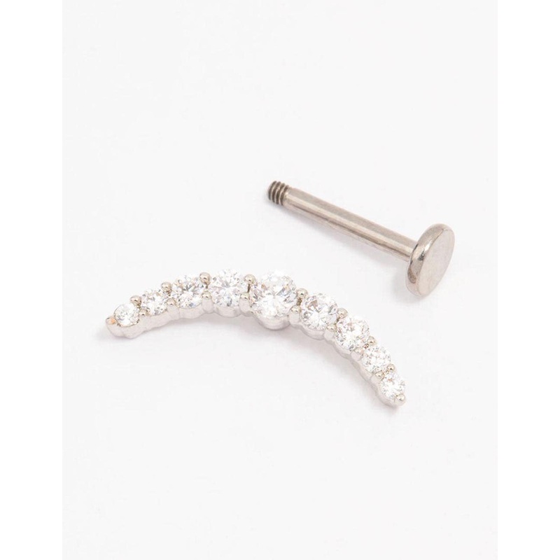 Titanium Cubic Zirconia Crawler Single Flat Back