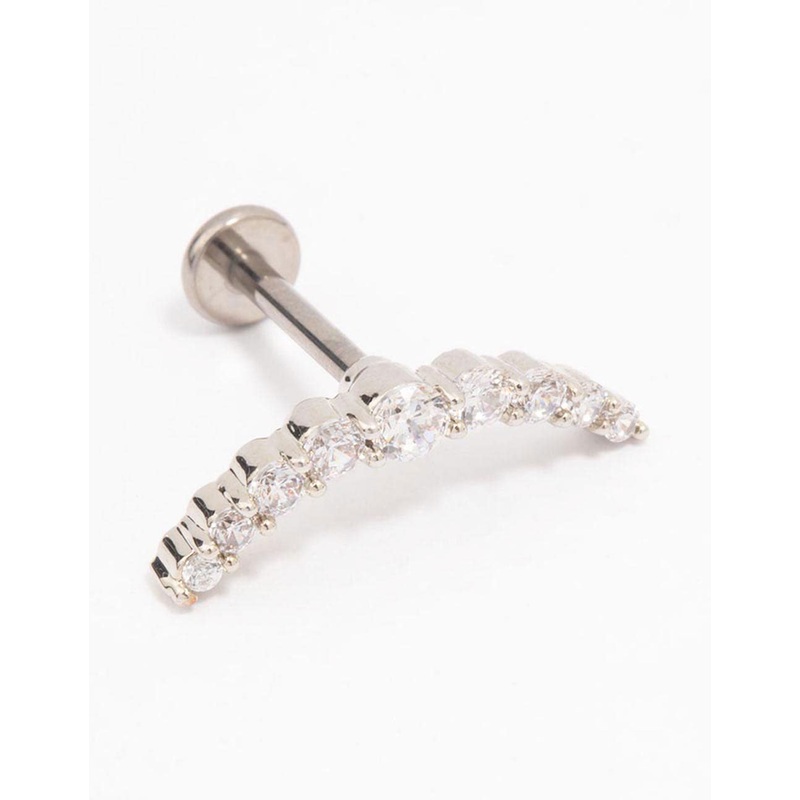 Titanium Cubic Zirconia Crawler Single Flat Back