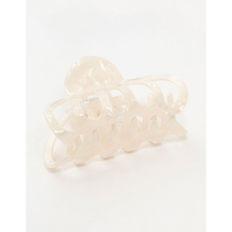 White Marbled Acrylic Wide Claw Clip
