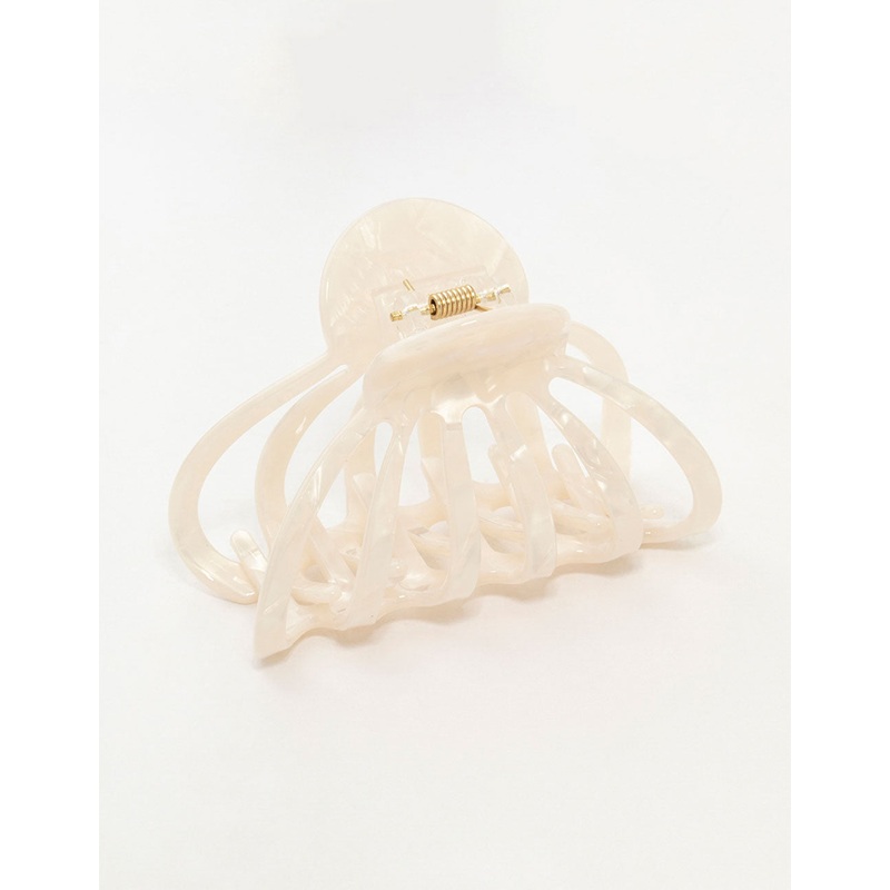 White Marbled Acrylic Wide Claw Clip