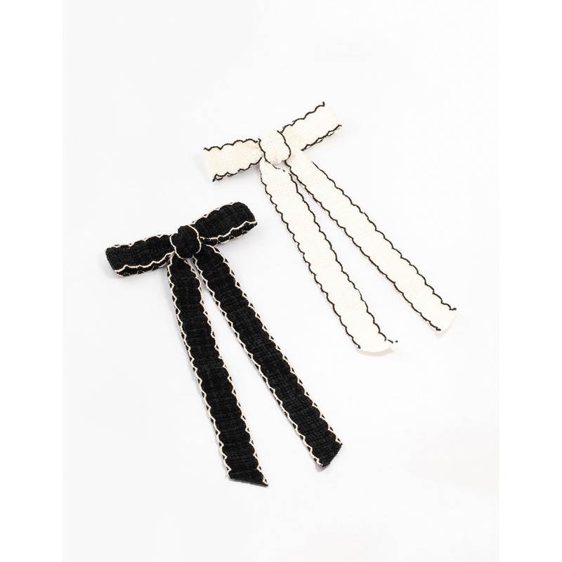 Woven Scallop Fabric Bows 2-Pack