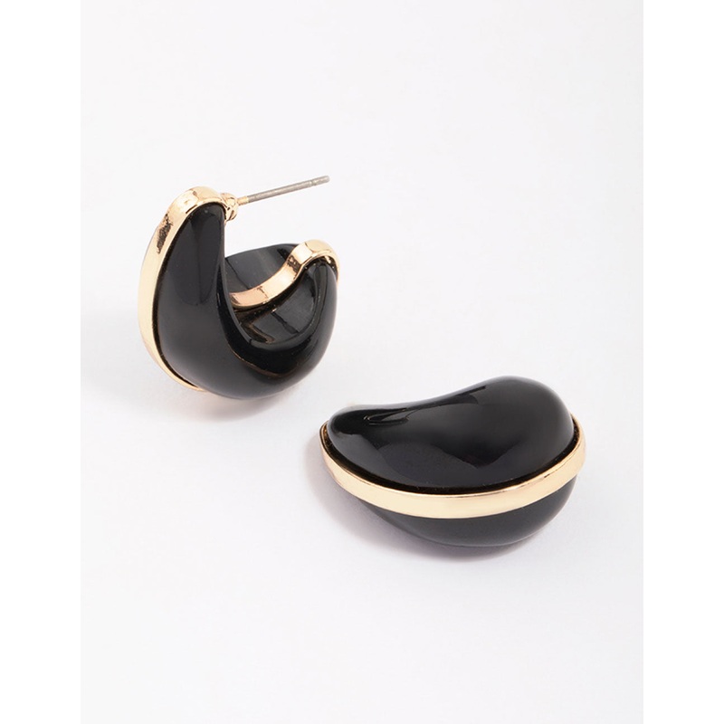 Black & Gold Teardrop Earrings