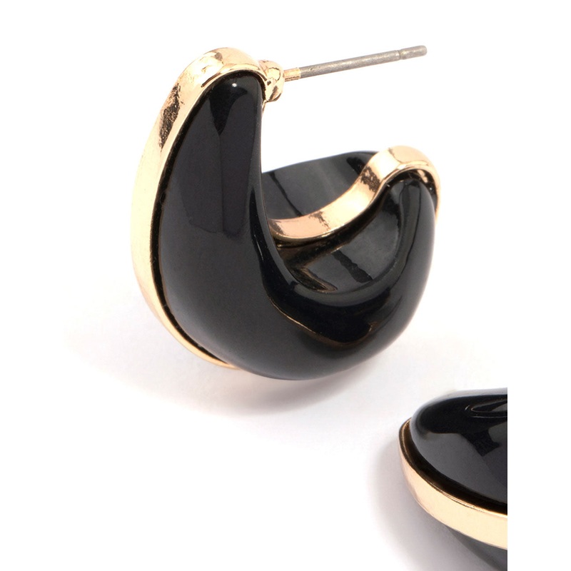 Black & Gold Teardrop Earrings
