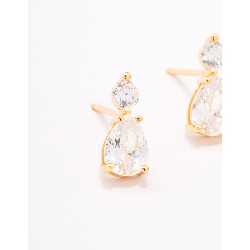 Gold Plated Sterling Silver Pear Crystal Drop Earrings