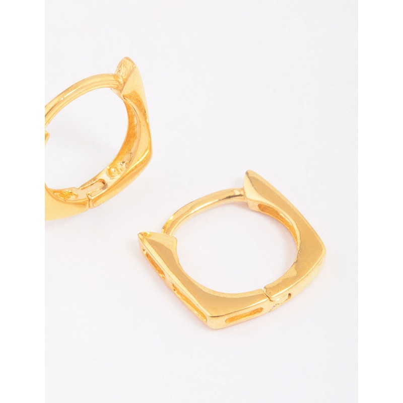 Gold Plated Sterling Silver Square Hoop Earrings