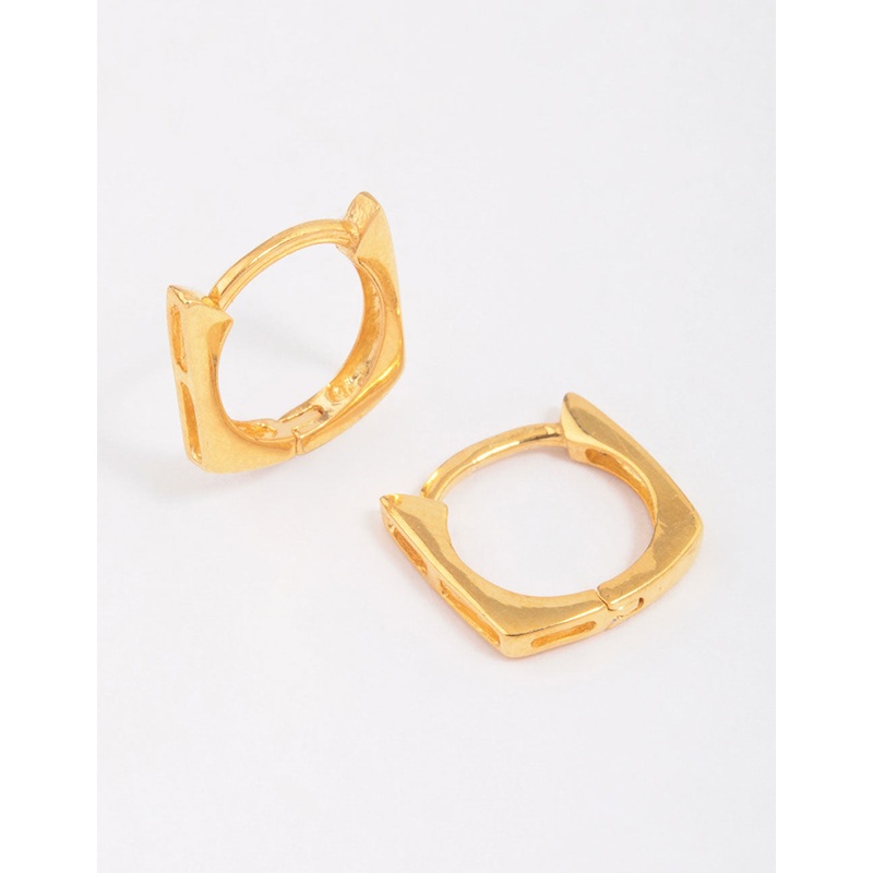 Gold Plated Sterling Silver Square Hoop Earrings
