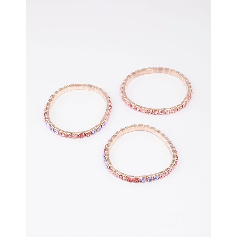 Rose Gold Diamante Stretch Bracelet 3-Pack