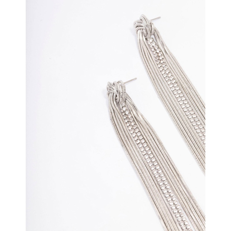 Silver Swirl Cup Chain Drop Earrings