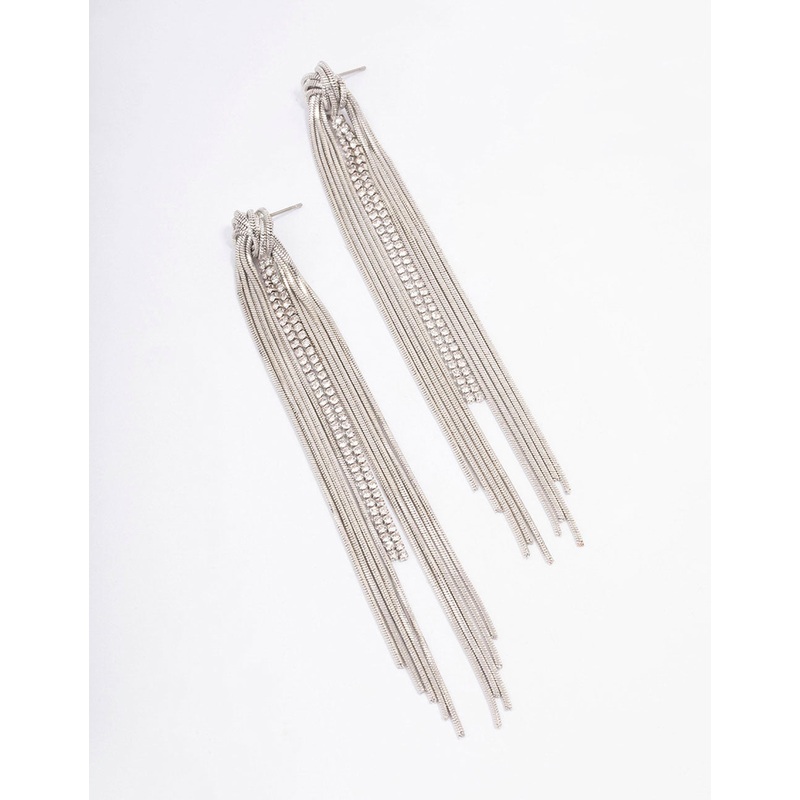 Silver Swirl Cup Chain Drop Earrings