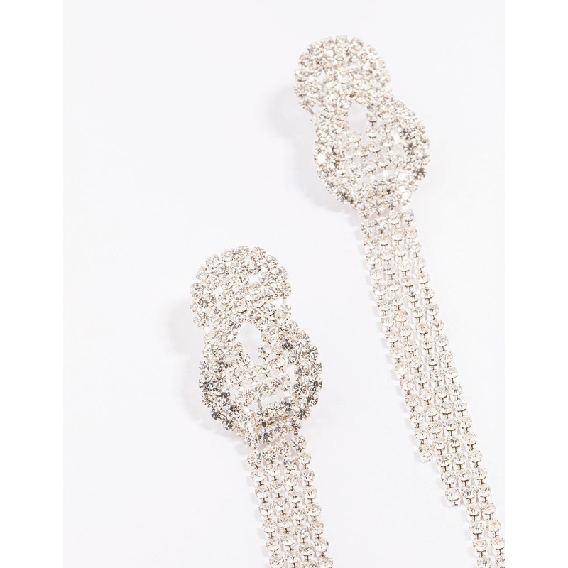 Silver Twisted Cup Chain Drop Earrings