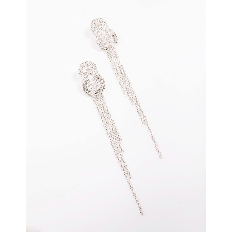 Silver Twisted Cup Chain Drop Earrings