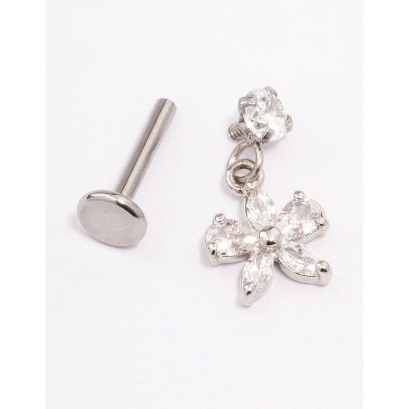 Titanium Cubic Zirconia Bow Drop Flat Back