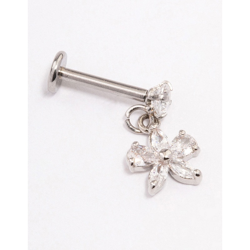 Titanium Cubic Zirconia Bow Drop Flat Back