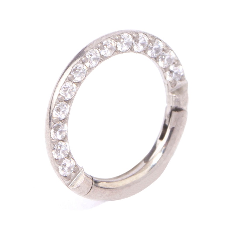 Titanium Cubic Zirconia Clicker Ring 7mm